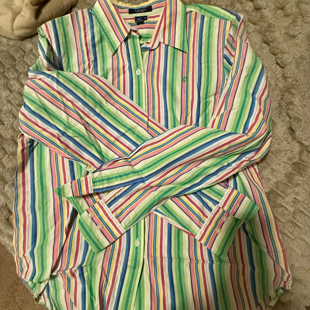 Vintage 90s Chaps Ralph Lauren unisex Multicolor Striped Button-Down Shirt Size